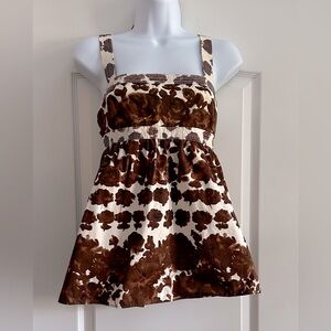 J Crew brown and cream sleeveless top
